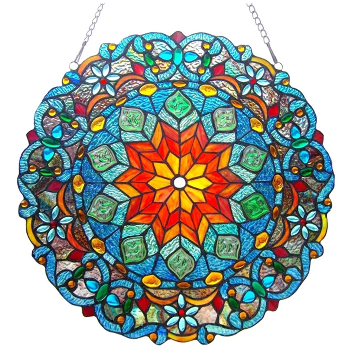 Picture of Chloe CH1P148MB21-GPN 21 in. Lighting Blossom Tiffany Glass Round Window Panel
