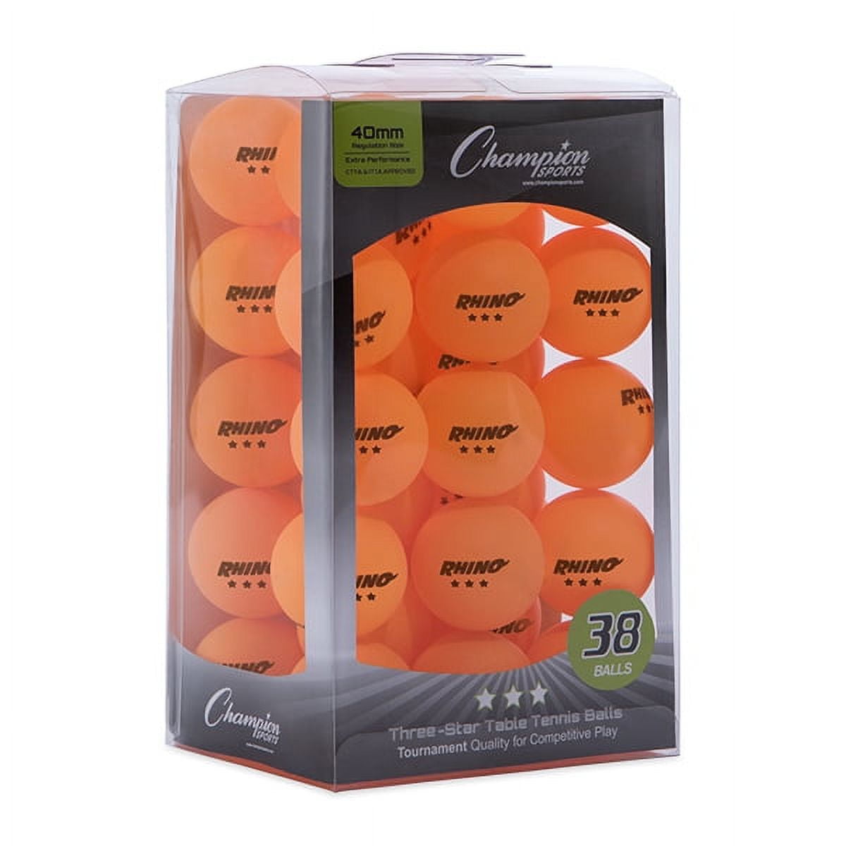 Picture of Champion Sports 3STR38OR 8 x 5 x 4 in. 3 Star Tournament Table Tennis Balls, Orange - Pack of 38