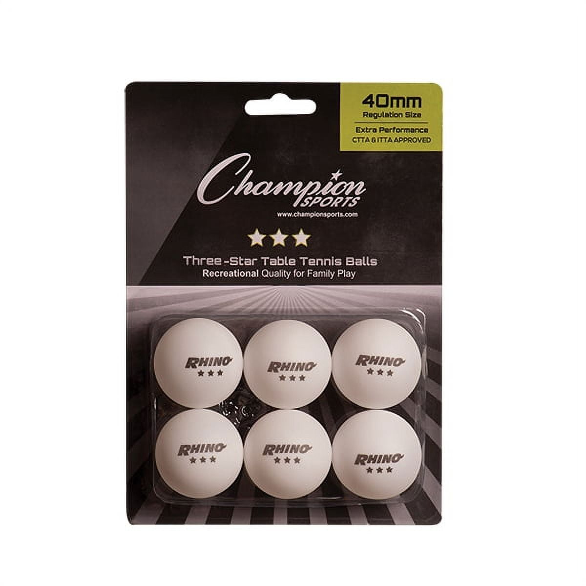 Picture of Champion Sports 3STR6WH 8 x 6 x 2 in. 3 Star Tournament Table Tennis Balls&#44; White - Pack of 6