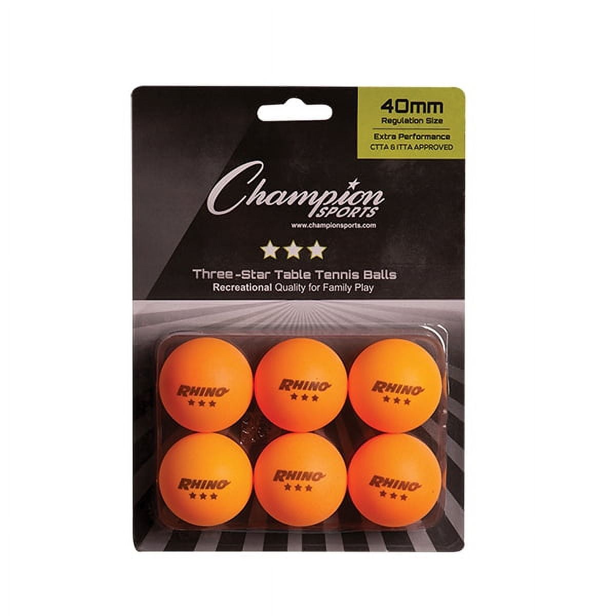Picture of Champion Sports 3STR6OR 8 x 6 x 2 in. 3 Star Tournament Table Tennis Balls, Orange - Pack of 6
