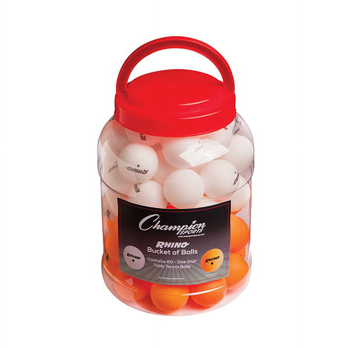 Picture of Champion Sports 1STRBKT 9 x 6 x 6 in. 1 Star Bucket & 60 Table Tennis Balls&#44; White & Orange - Pack of 60