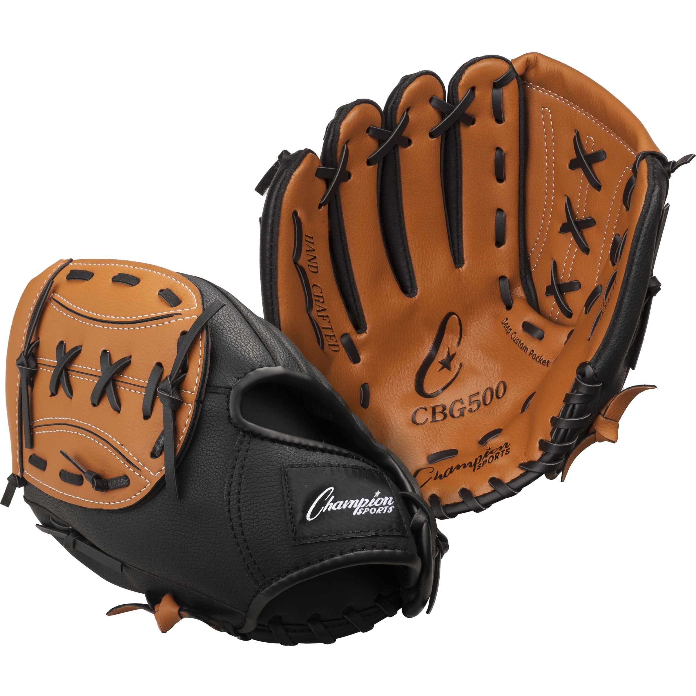 Picture of Champion Sports CBG500RH 11 in. Full Grain Leather Front & Vinyl Back Fielders Glove - Full Right&#44; Brown & Black