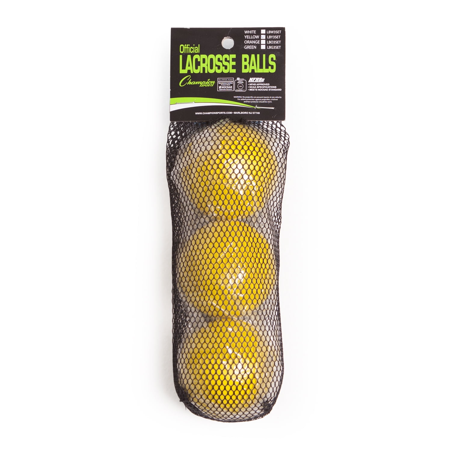 Picture of Champion Sports LBY3SET NOCSAE Lacrosse Ball Set, Yellow - Set of 3