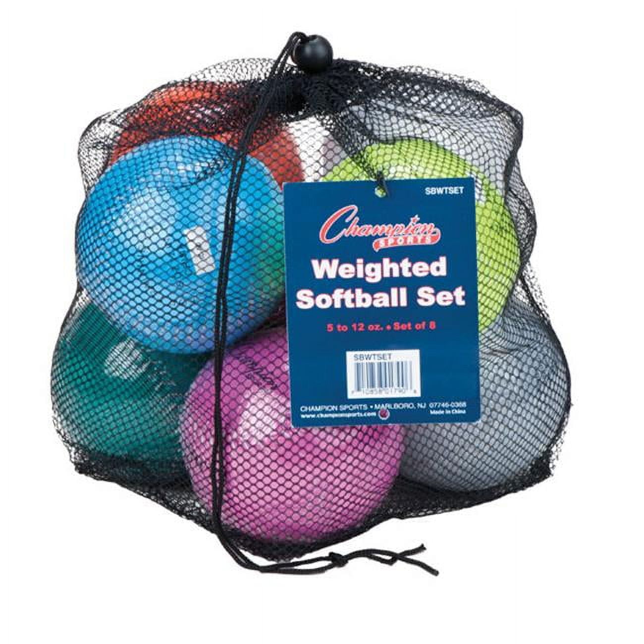 12 in. Weighted Training Softball Set, Multi color - Set of 8