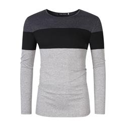 Picture of 212 Main PBY-03F275FF-US Yong Horse Men Color Block Slim Fit Crew Neck Long Sleeve Basic T-Shirt