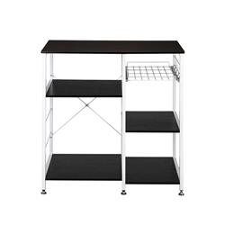 Picture of 212 Main PHO-0RHEQDMT-US 90 x 40 x 84 cm Floor-Standing 4-Layer Microwave Oven Rack with Pull-out Basket Plus X Cross Piece on the Back - Black