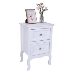 Picture of 212 Main PHO-0QK7NZGE-US Side End Wood Bedside Nightstand Table with 2 Drawer Country Style & Storage Drawer&#44; White