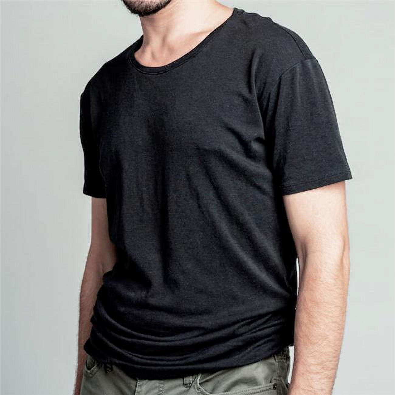 Mens Manhattan Crewneck Tencel Under T-Shirt, Black - Extra Large