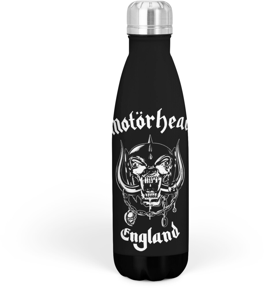 5060937964146 Motorhead England Logo Drink Bottle, Black & White