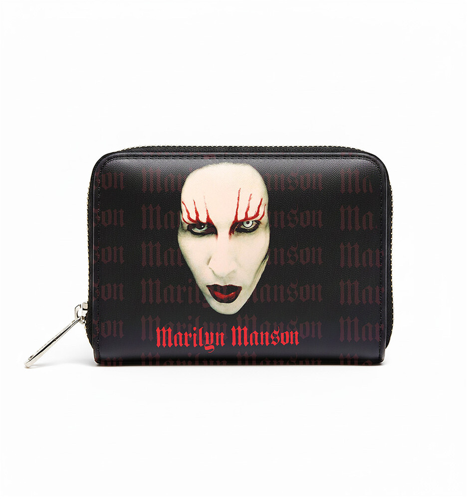 5061098714335 Marilyn Manson Red & Lips Logo Purse, Black