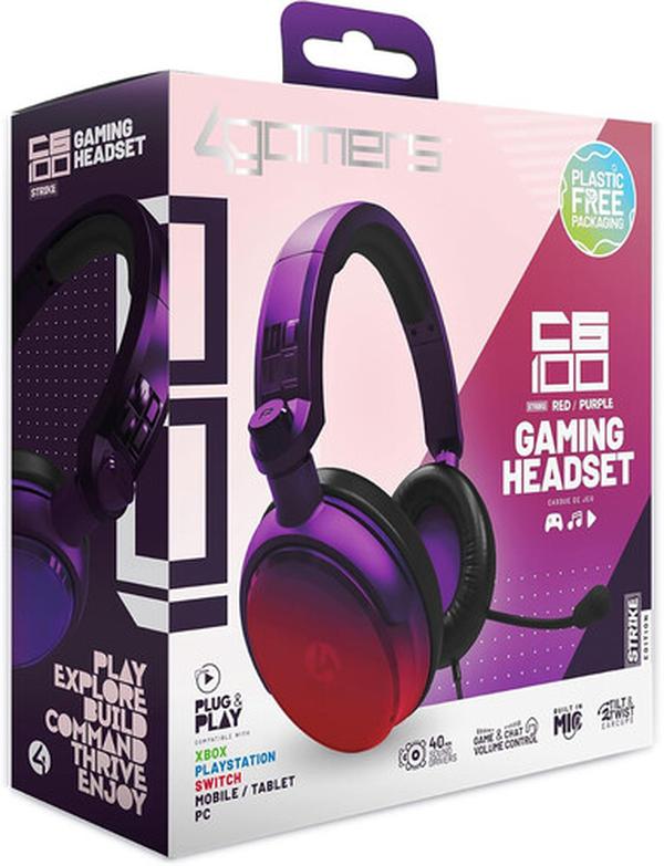 5055269715757 C6-100 Strike Gaming Headset, Red & Purple