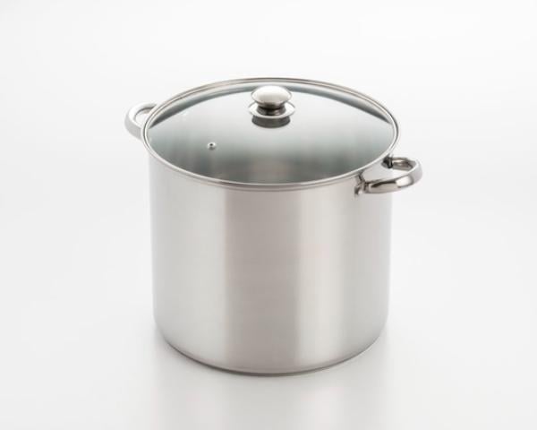 Picture of ExcelSteel 549 12 qt. Stainless Stock Pot with Encapsulated Base & Glass Lid