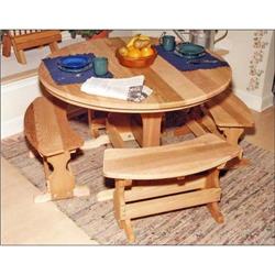 35 in. Cedar Round Trestle Dining Set