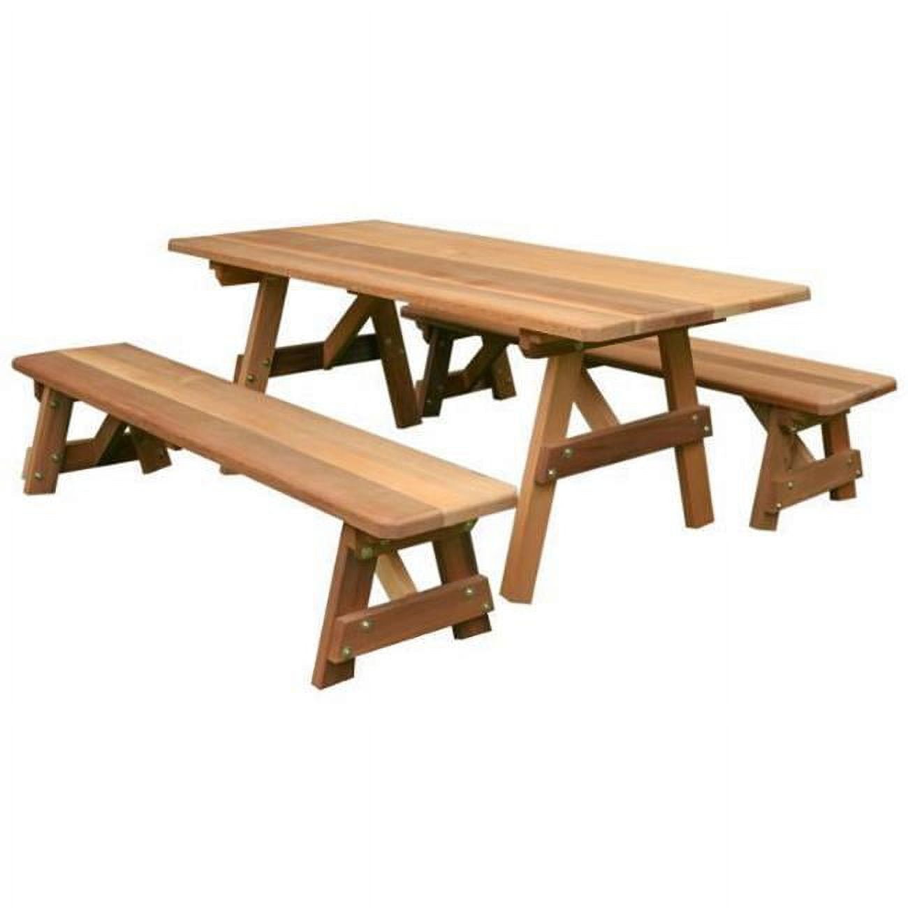 Picture of Creekvine Designs WF27WTB5-2CVD 27 in. Wide 5 ft. Classic Family Red Cedar Picnic Table with 5 ft. 2 Benches