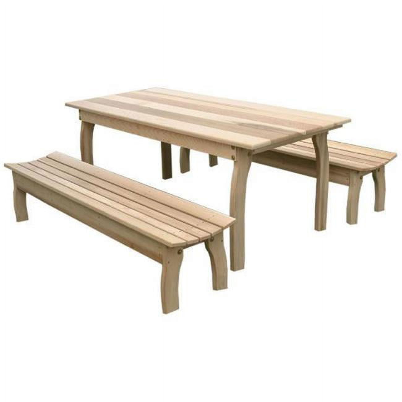 70 x 32 in. Cedar Three Piece Family Dining Set with 70 in. 2 Benches