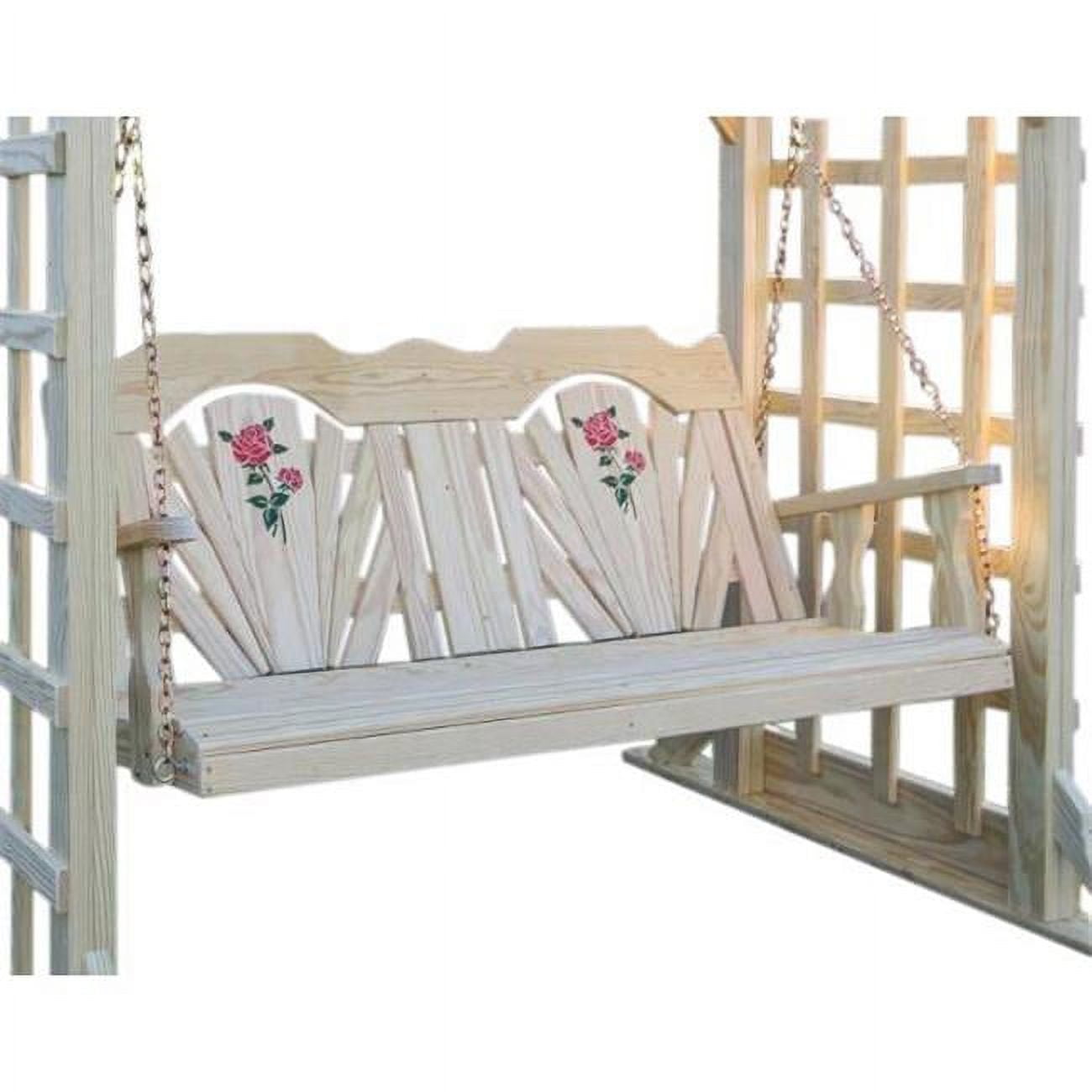 Picture of Creekvine Designs FS48FBROSECVD 53 in. Rose Design with Treated Pine Fanback Swing