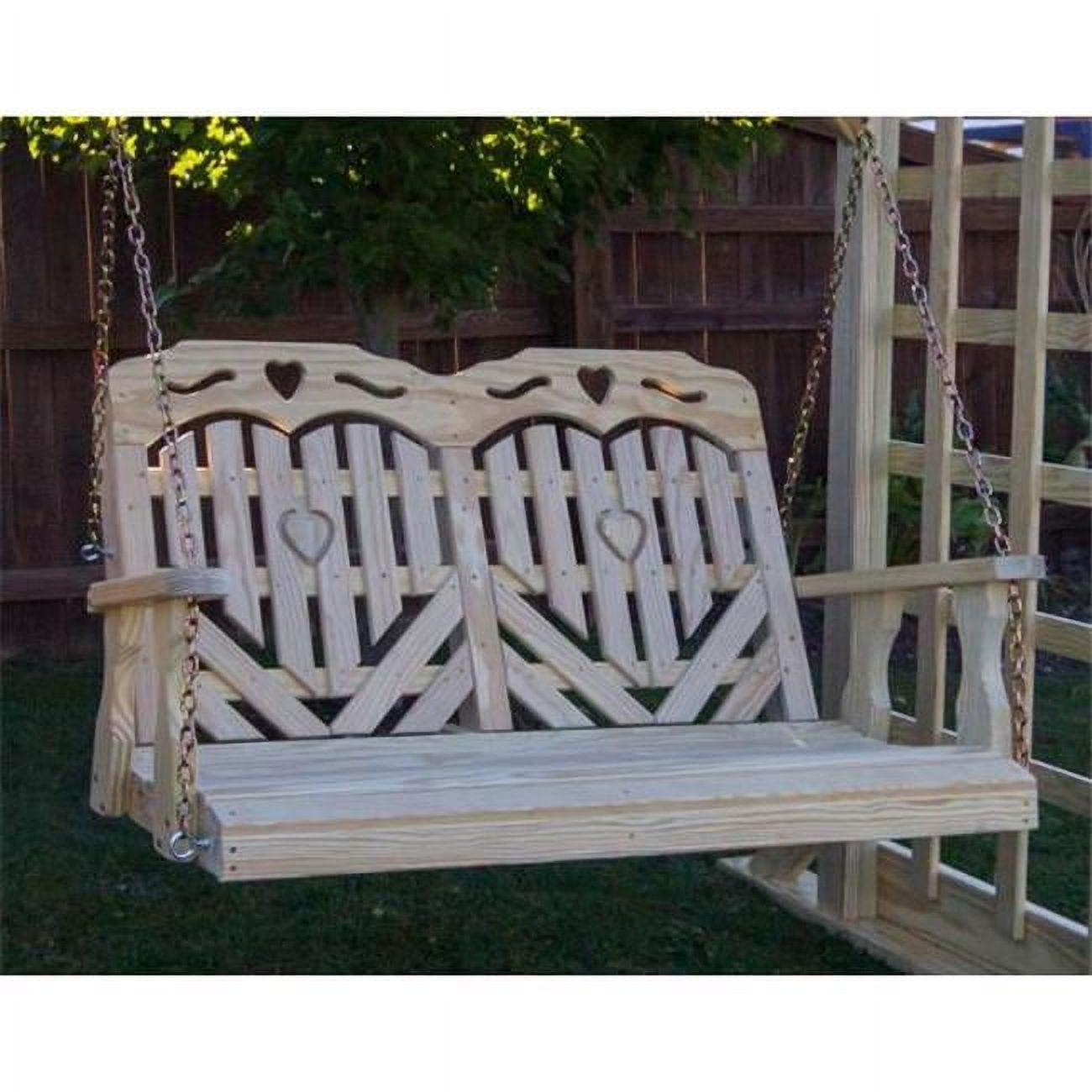 Picture of Creekvine Designs FS60HBHCVD 64 in. Treated Pine Heartback Porch Swing with Hearts & Scroll