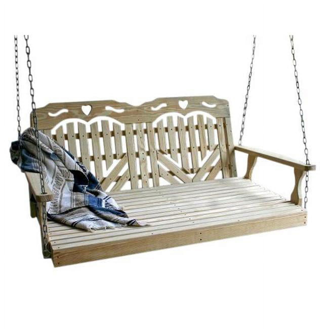 Picture of Creekvine Designs FTSBED60HHCVD 60 in. Treated Pine Heartback with Hearts Swingbed