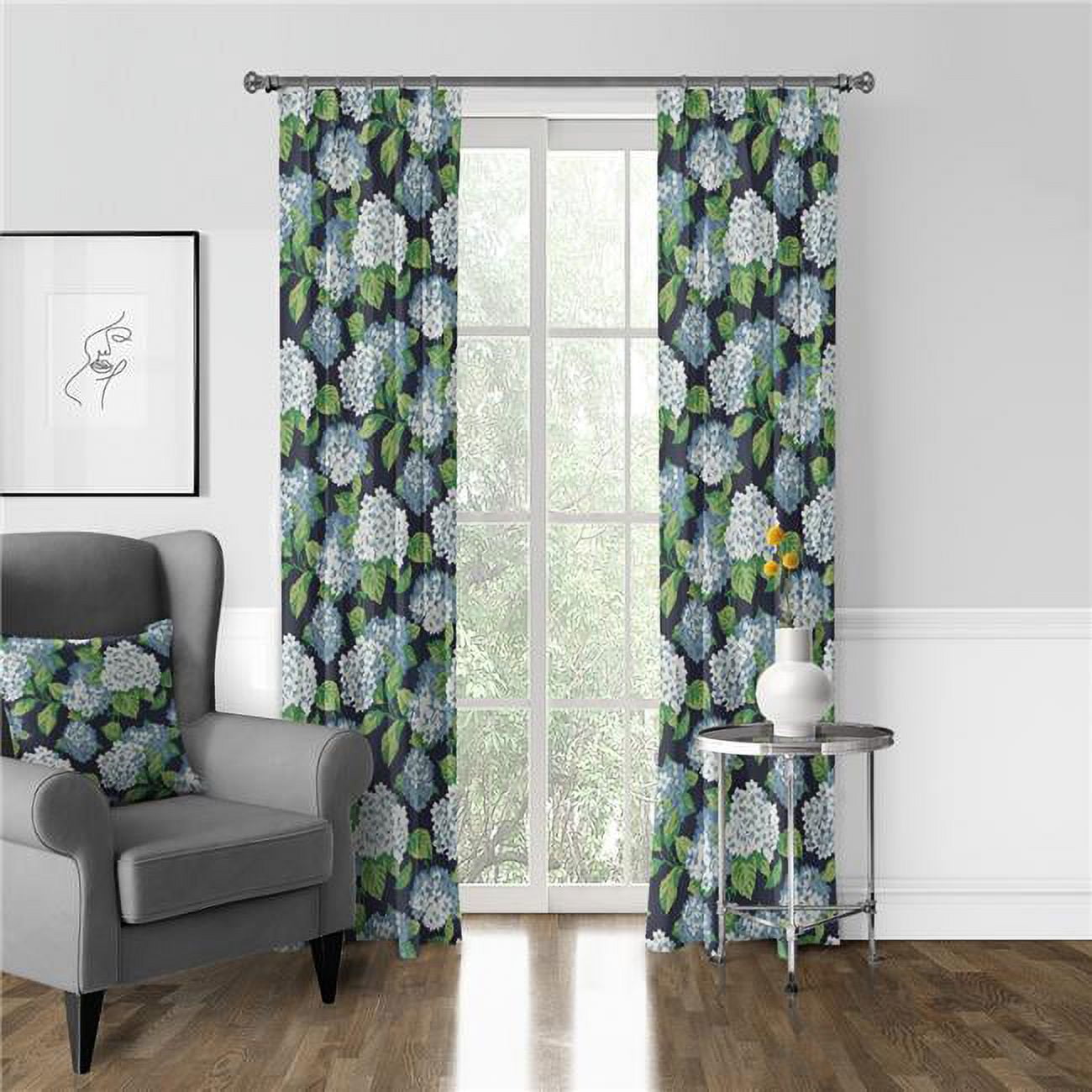 Picture of 6ix Tailors MDT-BOT-NAV-DP-50132-PR 50 x 132 in. Midnight Garden Pole Top Drapery Panel Pair, Navy