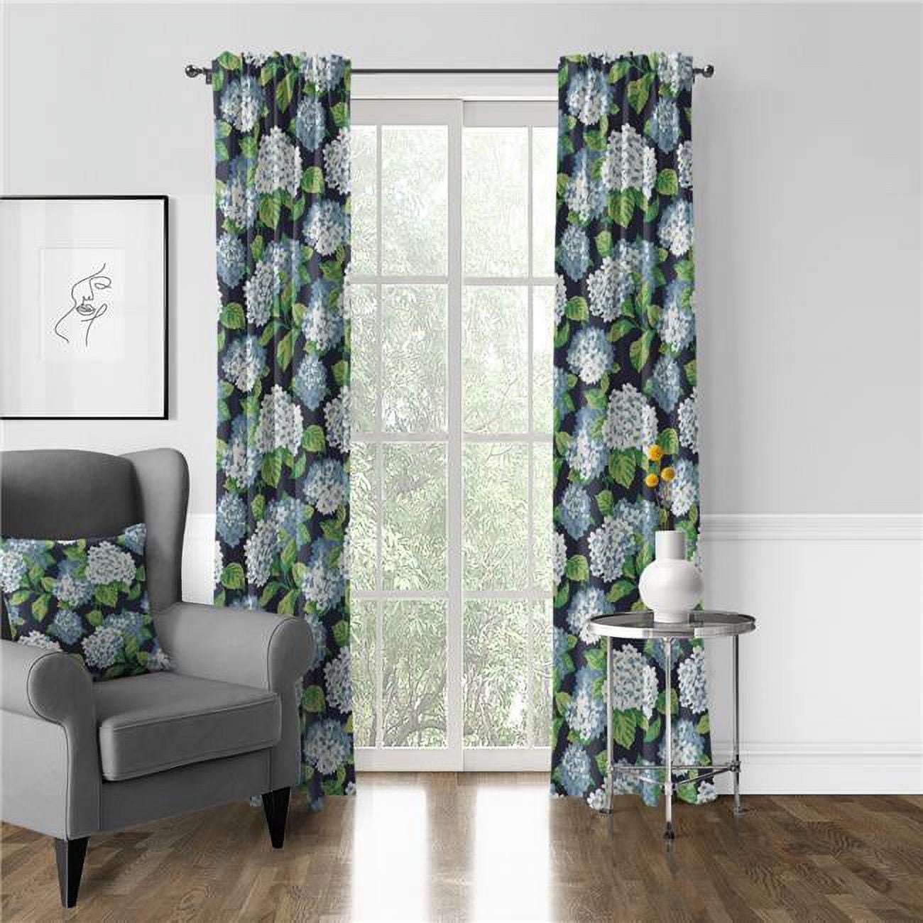 Picture of 6ix Tailors MDT-BOT-NAV-PP-40144-PR 40 x 144 in. Midnight Garden Pinch Pleat Drapery Panel Pair, Navy