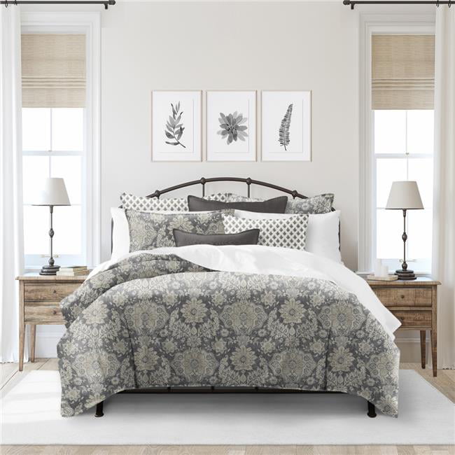 Picture of 6ix Tailors OSH-MED-MOC-CVT-CK-3PC Osha Coverlet & 2 Pillow Shams Set&#44; Mocha & Charcoal - California King Size - 3 Piece