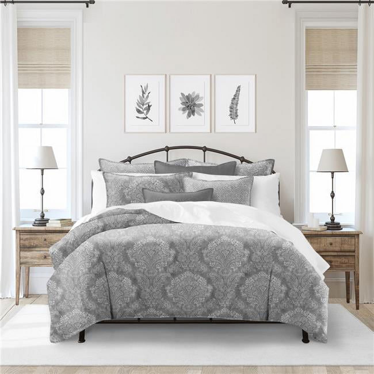 Picture of 6ix Tailors OPH-ATK-GRA-CVT-TW-2PC Ophelia Coverlet & 1 Pillow Sham Set&#44; Gray - Twin Size - 2 Piece