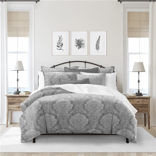 Picture of 6ix Tailors OPH-ATK-GRA-CVT-KG-3PC Ophelia Coverlet & 2 Pillow Shams Set&#44; Gray - King Size - 3 Piece