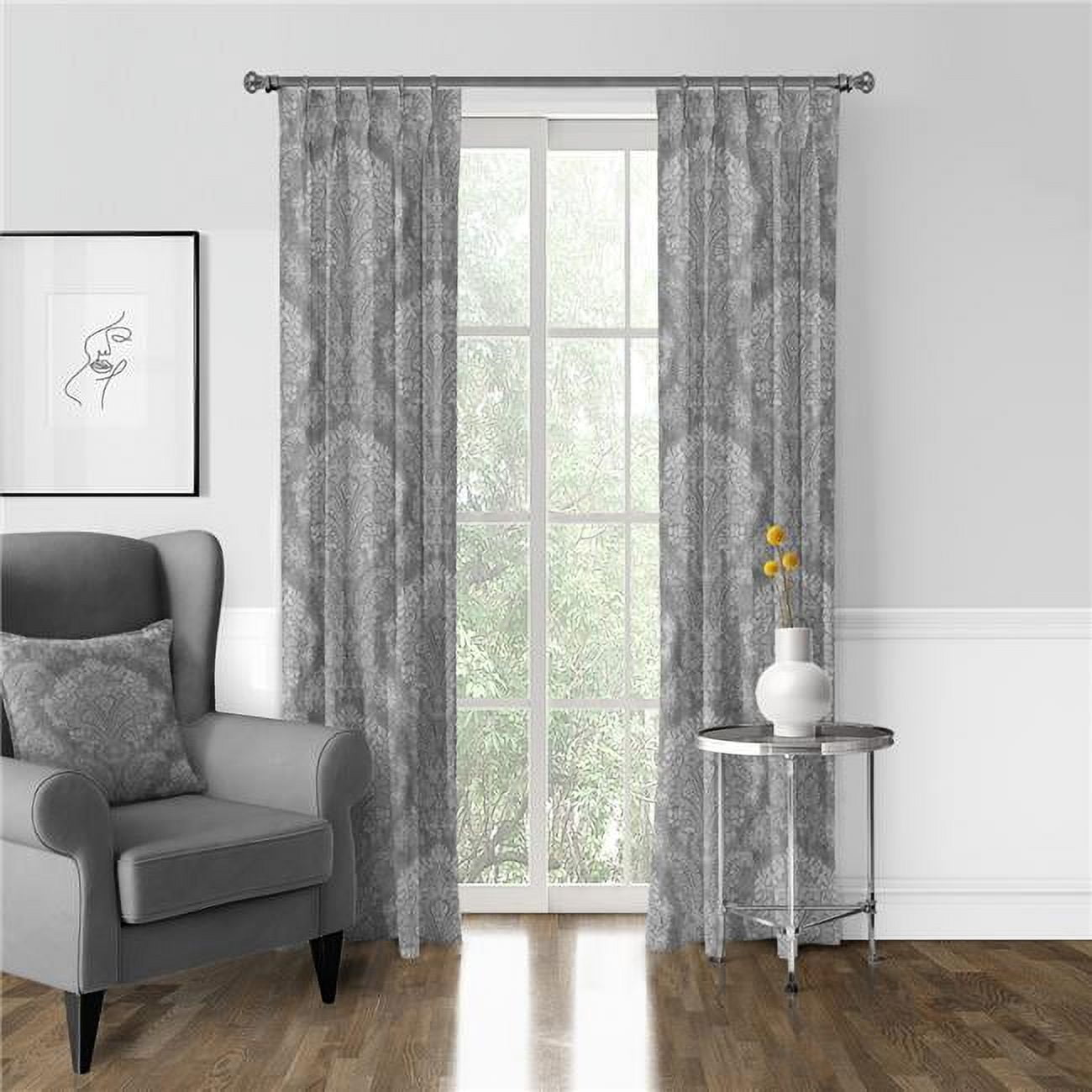 Picture of 6ix Tailors OPH-ATK-GRA-DP-50132-PR 50 x 132 in. Ophelia Pole Top Drapery Panel Pair, Gray
