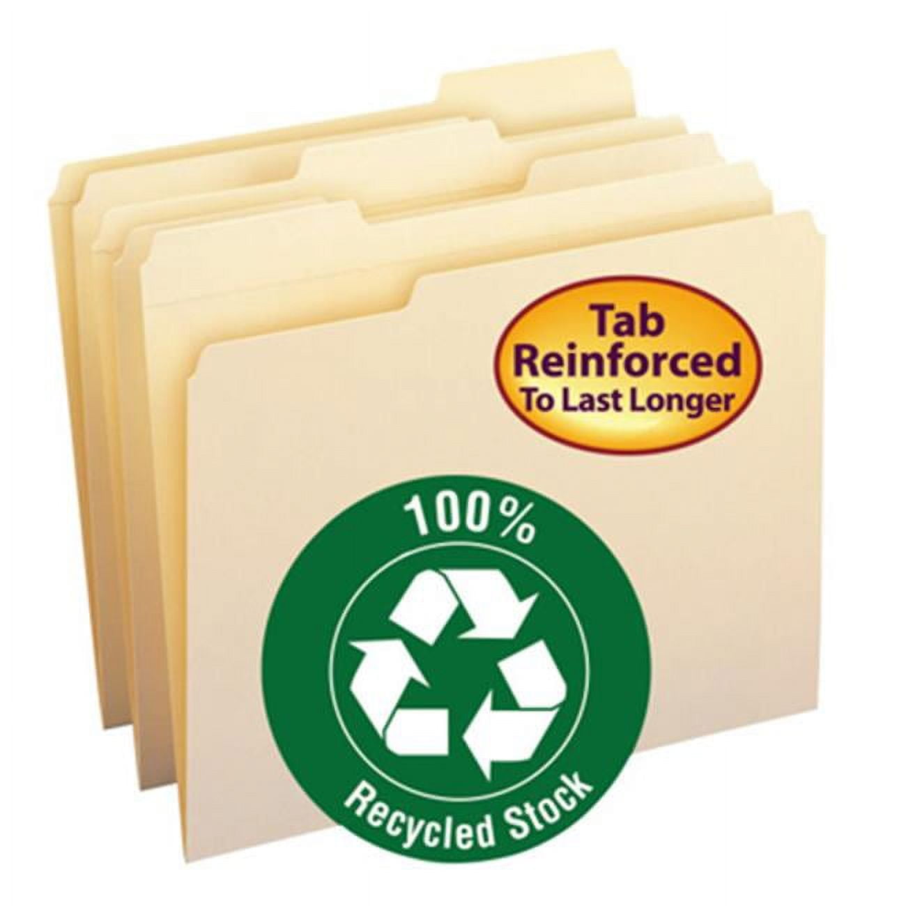 100 Percent File Folder - Reinforced - Letter Size - Manila