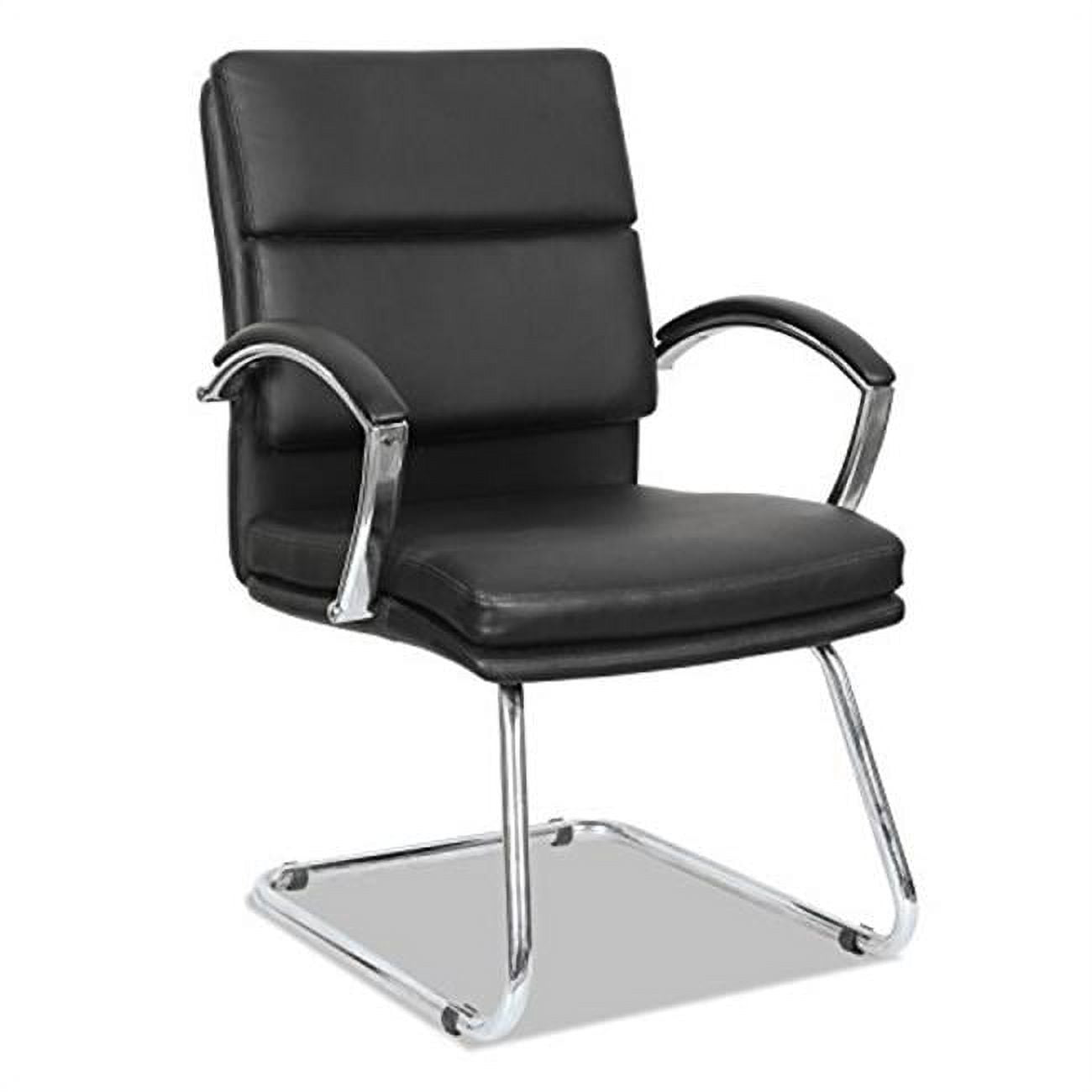 Picture of United Stationers ALENR4319 Neratoli Series Slim Profile Guest Chair&#44; Black Soft Leather & Chrome Frame