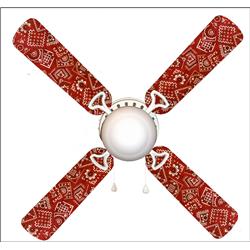 Picture of 888 Cool Fans F42-0001094 42 in. Red Bandana 4-Blades Ceiling Fan with Schoolhouse Lamp