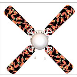 Picture of 888 Cool Fans F42-0001095 42 in. Red Hot Peppers Chiles 4-Blades Ceiling Fan with Schoolhouse Lamp