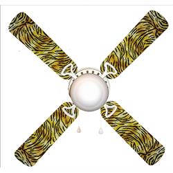 Picture of 888 Cool Fans F42-0001118 42 in. Tiger Stripe Print 4-Blades Ceiling Fan with Schoolhouse Lamp