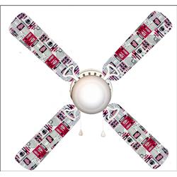 Picture of 888 Cool Fans F42-0001124 42 in. Vintage Style Barbeque Barbecue Grill 4-Blades Ceiling Fan with Schoolhouse Lamp
