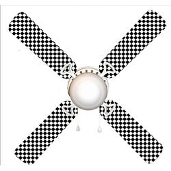 Picture of 888 Cool Fans F42-0001013 42 in. Checkered Flag Race Car 4-Blades Ceiling Fan with Schoolhouse Lamp