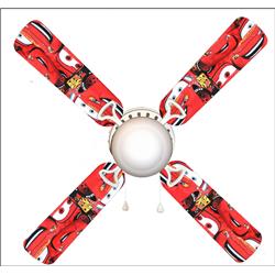Picture of 888 Cool Fans F42-0001059 42 in. Lightning McQueen Cars 4-Blades Ceiling Fan with Schoolhouse Lamp