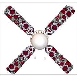 Picture of 888 Cool Fans F42-0001099 42 in. Red & Black Sabrina 4-Blades Ceiling Fan with Schoolhouse Lamp