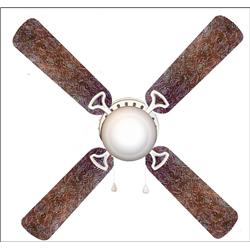 Picture of 888 Cool Fans F42-0001127 42 in. Western Chic Brown Leather 4-Blades Ceiling Fan with Schoolhouse Lamp