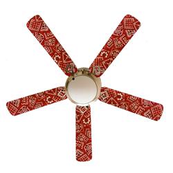 52in. Red Bandana Ceiling Fan - White - 5-Blade Design - Energy Efficient
