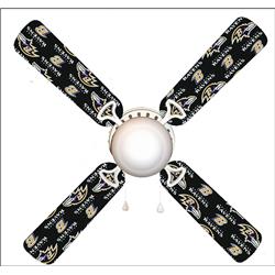 Picture of 888 Cool Fans F42-0001004 42 in. Baltimore Ravens 4-Blades Ceiling Fan with Schoolhouse Lamp