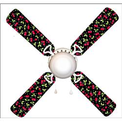 Picture of 888 Cool Fans F42-0001009 42 in. Black & Red Cherry Cherries 4-Blades Ceiling Fan with Schoolhouse Lamp