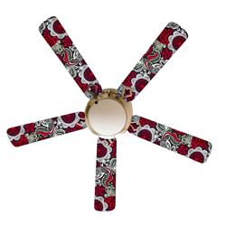 52 in. Sabrina Red & Black 5-Blades White Ceiling Fan with Lamp