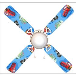 Picture of 888 Cool Fans F42-0001012 42 in. Cars Mater & Lightning Blue 4-Blades Ceiling Fan with Schoolhouse Lamp