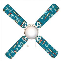 Picture of 888 Cool Fans F42-0001015 42 in. Classic Blue Cat in The Hat 4-Blades Ceiling Fan with Schoolhouse Lamp