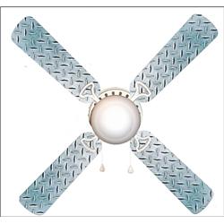 Picture of 888 Cool Fans F42-0001031 42 in. Diamond Plate Garage Shop Den 4-Blades Ceiling Fan with Schoolhouse Lamp