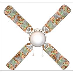 Picture of 888 Cool Fans F42-0001055 42 in. Jungle Babies Baby Nursery 4-Blades Ceiling Fan with Schoolhouse Lamp