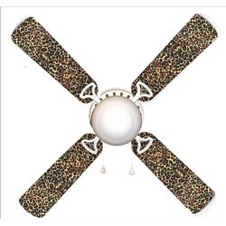 Picture of 888 Cool Fans F42-0001058 42 in. Leopard Animal Print 4-Blades Ceiling Fan with Schoolhouse Lamp