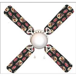 Picture of 888 Cool Fans F42-0001100 42 in. San Francisco 49ers Forty Niners 4-Blades Ceiling Fan with Schoolhouse Lamp