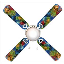 Picture of 888 Cool Fans F42-0001123 42 in. Tropical Fish Coral Reef 4-Blades Ceiling Fan with Schoolhouse Lamp