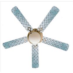 Picture of 888 Cool Fans F52-0001031 52 in. Diamond Plate Garage Shop Den 5-Blades White Ceiling Fan with Lamp